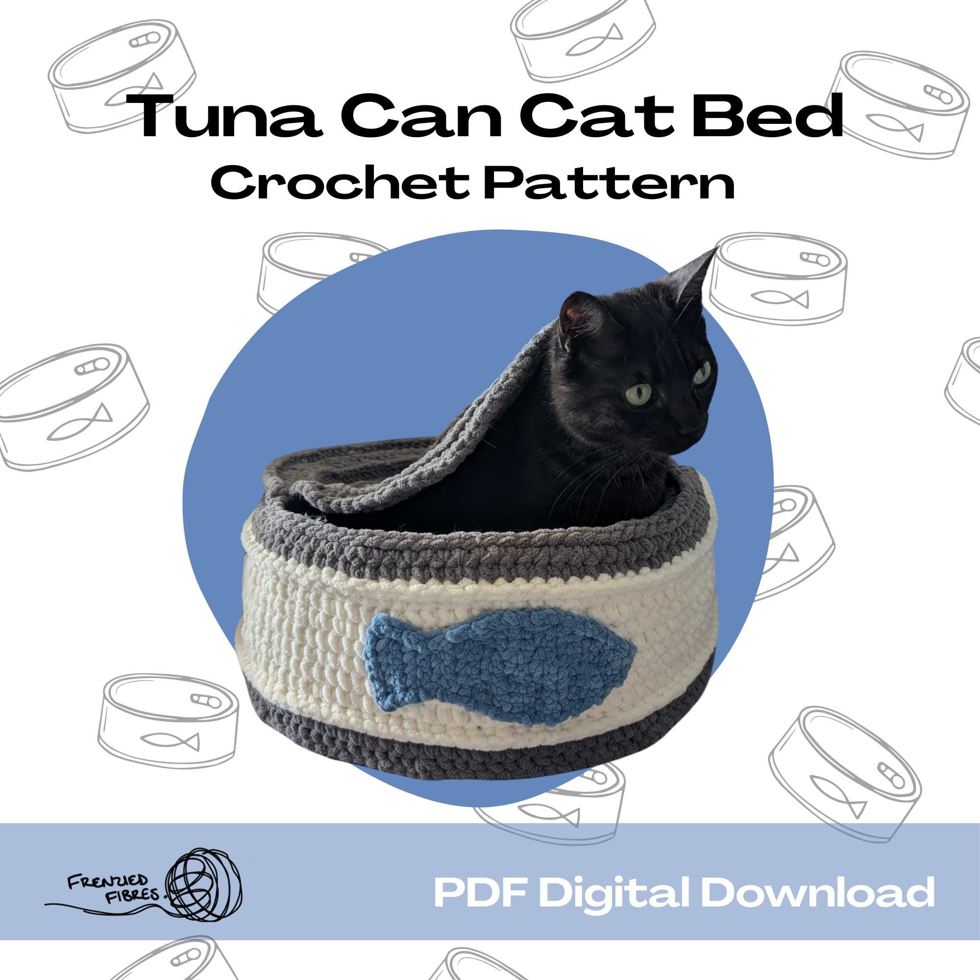 40 Cat Bed Crochet Patterns for Cozy Caves, Pods, and Pet Nests 33 Tuna Can Cat Bed Crochet