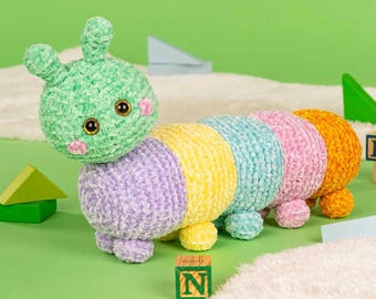 Catalina the Caterpillar Toy Knitting Pattern for Chenille Yarn PDF Download