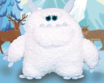 Mr Frosty the Yeti Monster Knitting Pattern for Boucle Yarn PDF