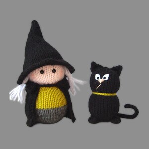 Wanda the Witch Doll and Black Cat Knitting Pattern PDF