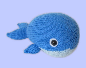 Bob the Blue Whale and Narwhal toy knitting patterns