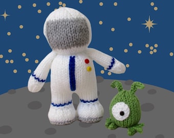 Buzz Astronaut and Zoff Alien toy knitting patterns