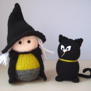 Wanda the Witch and black cat toy knitting patterns