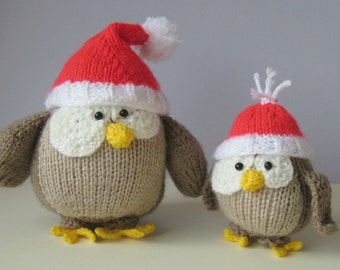 Festive Owls toy knitting patterns