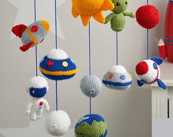 Space Mobile toy knitting pattern