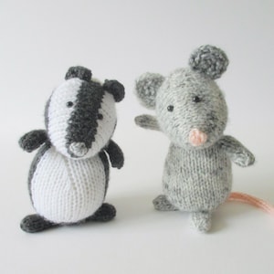 Bubble Badger and Squeak Mouse toy knitting patterns