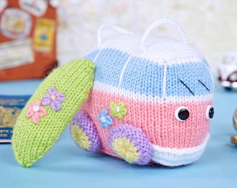 Glamper the Camper Van Toy Knitting Pattern PDF