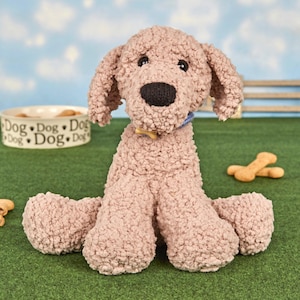 Larry the Labradoodle Knitting Pattern for Fleecy Boucle Yarn PDF