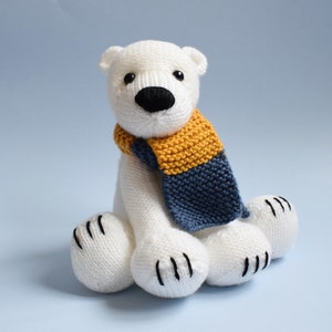 Polar Bear and scarf toy knitting pattern