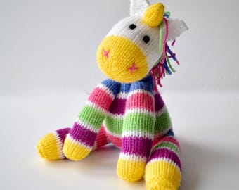 Aurora the Unicorn Soft Toy PDF Knitting Pattern