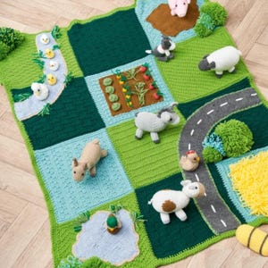 Patchwork Farm Play Set Blanket and Animals Knitting Pattern PDF