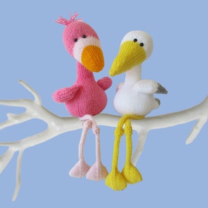 Flamingo and Stork toy knitting patterns