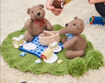 Teddy Bears Picnic Toy Knitting Pattern PDF Digital Download