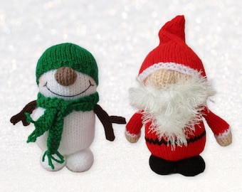 Father Crimbo and Snowy toy doll knitting patterns