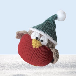 Patrón de tejido de juguete navideño Chubby Robin