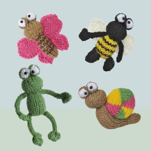 Frog and bugs toy knitting patterns
