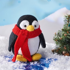 Stickmönster: "Chilly Charlie Penguin" Julleksak i halsduk och tomtehatt (PDF-nedladdning)