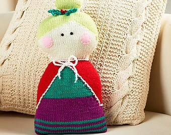 Mrs Claus Christmas Cushion Knitting Pattern