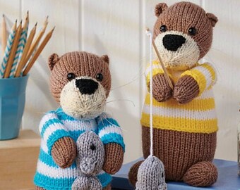 Otters Gone Fishing toy knitting pattern