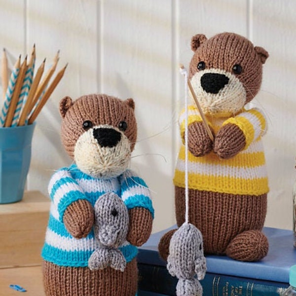 Otters Gone Fishing toy knitting pattern