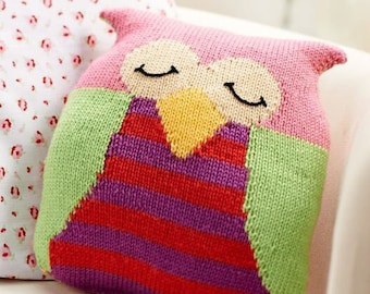 Sleepy Owl Cushion Knitting Pattern