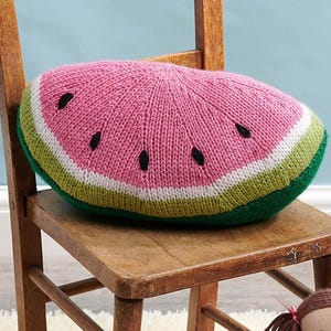 Watermelon Fruit Slice Cushion Knitting Pattern PDF