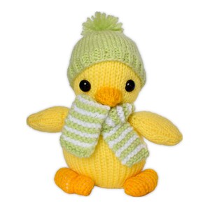 Cuddly Chick Toy with Hat and Scarf Knitting Pattern PDF