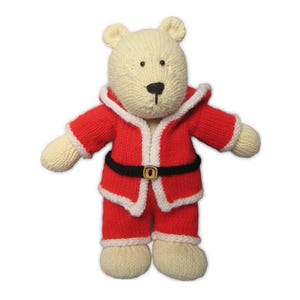 Polar Bear Toy in Santa Outfit Knitting Pattern PDF