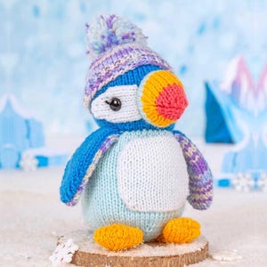 Pippa the Puffin Bird and Bobble Hat Knitting Pattern PDF