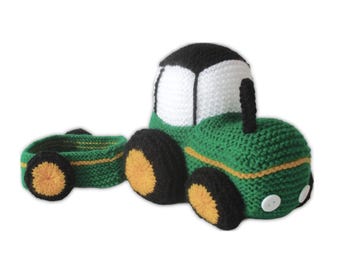 Patrón de tejido para tractor de juguete con remolque (descarga en PDF)