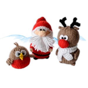 Santa Rudolph and Robin Toys Knitting Pattern PDF
