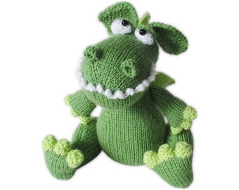 Griff the Dragon Knitting Pattern - Knitted Soft Toy - PDF download