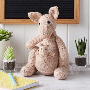 Josie and Roo Kangaroo Toy and Finger Puppet Knitting Pattern PDF