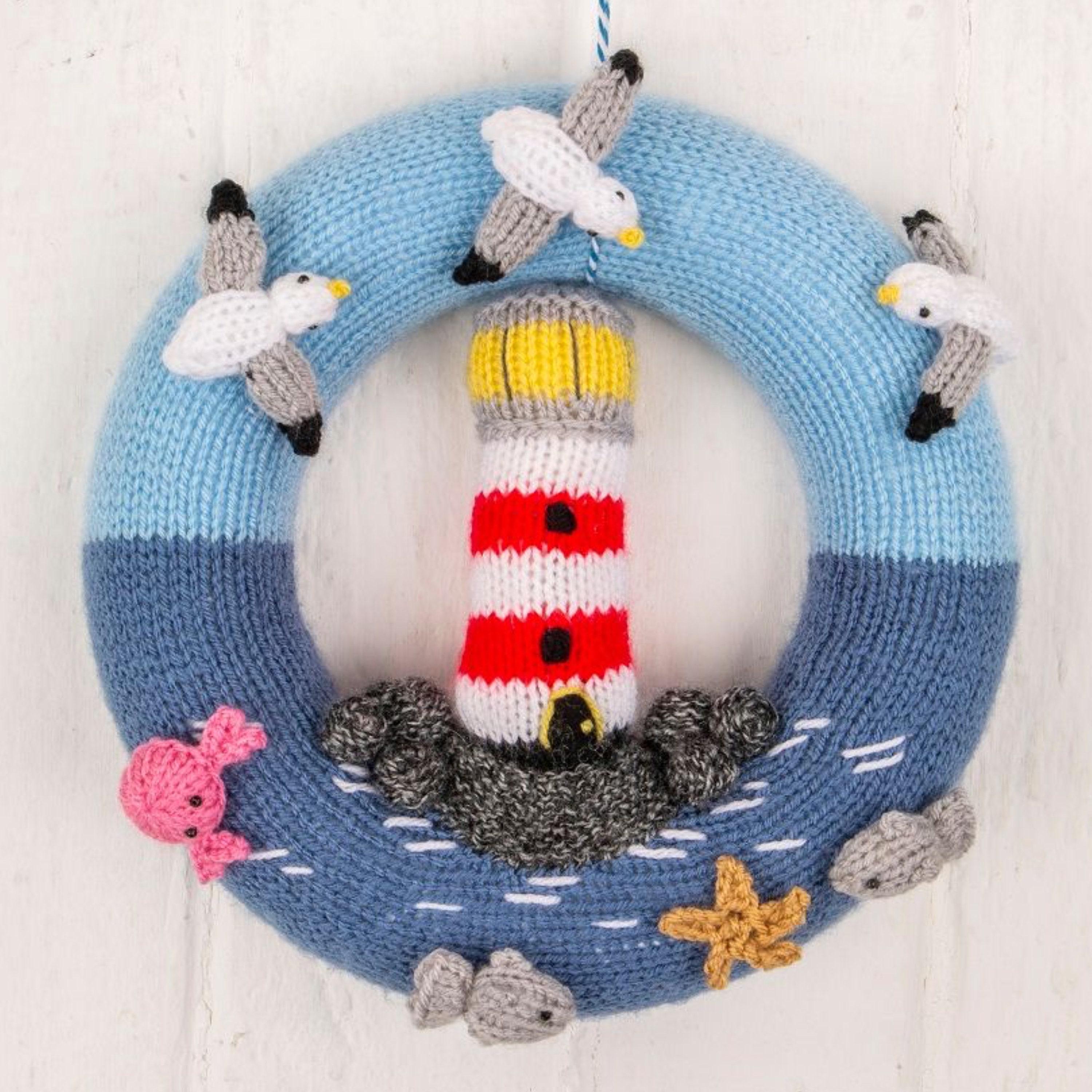 Seaside Lighthouse Wreath Knitting Pattern by Amanda Berry PDF Digital Download File