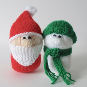 Weihnachtsmann und Schneemann Spielzeug Puppe Strickmuster Bild 3