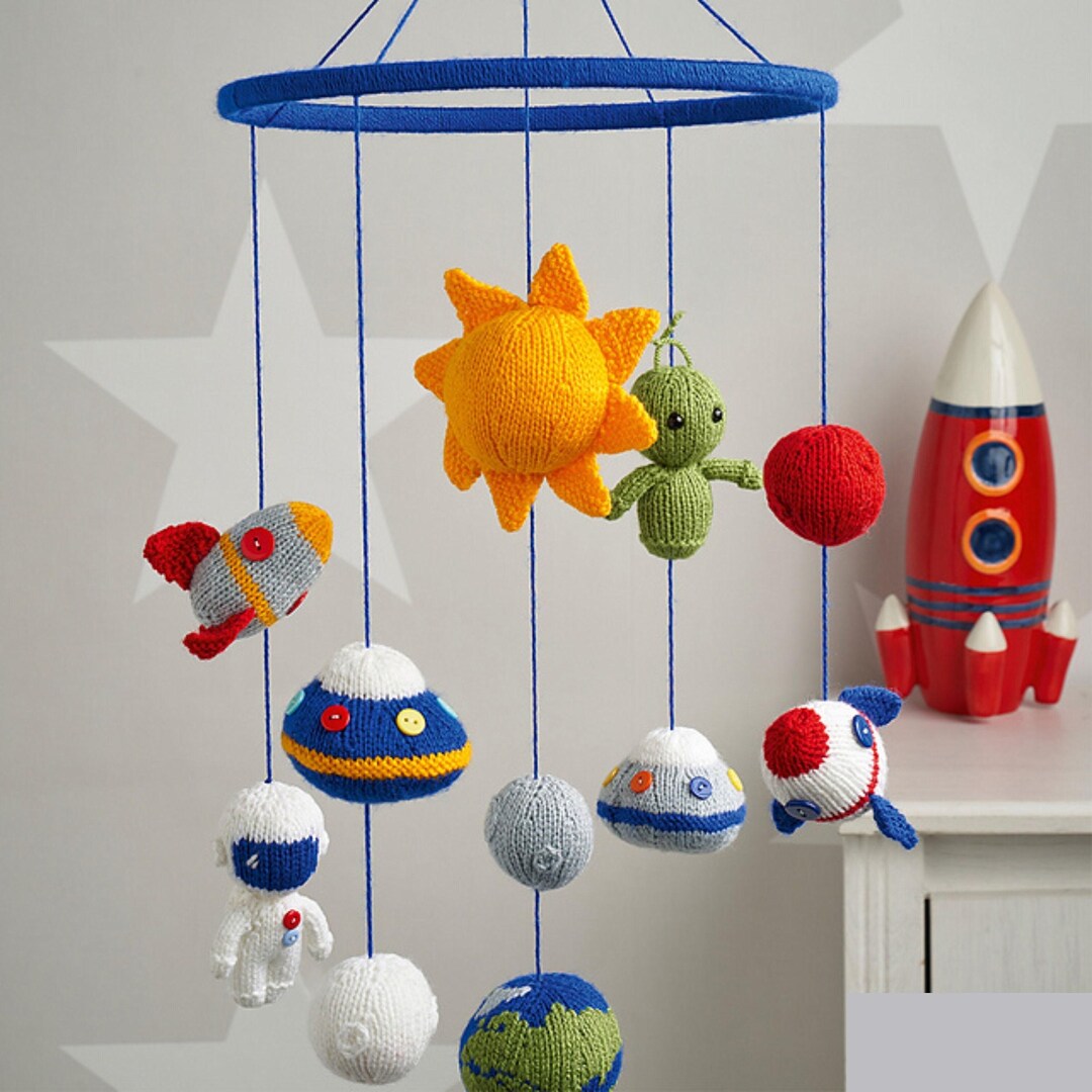 Space Mobile Knitting Pattern - Planets Rockets and Ufos Home Decor ...