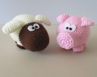 Snuffles Sheep and Truffles Pig toy knitting patterns