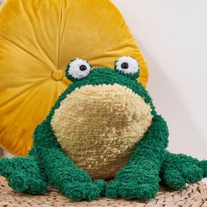 Ribberto Frog Cushion Pillow Big Toy Knitting Pattern by Amanda Berry PDF Digital Download File