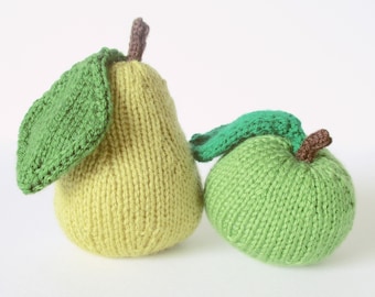 Apple and Pear toy knitting patterns