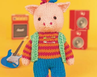 Paul the Punky Pig Knitting Pattern - Toy with Mohawk - PDF Download