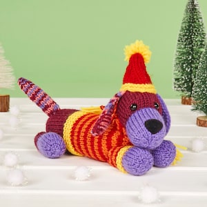 Santa Dog toy knitting pattern PDF Digital Download File image 1