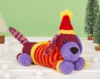 Santa Dog toy knitting pattern PDF Digital Download File
