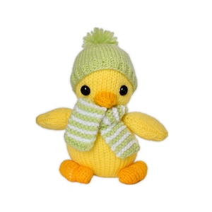 Knitting Pattern: "Cuddly Chick" Easter Toy Animal with Hat and Scarf (PDF Download File)