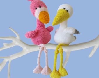Flamingo and Stork toy knitting patterns