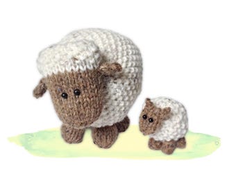 Moss the Sheep Knitting Pattern - Farm Animals in 2 Sizes - PDF download