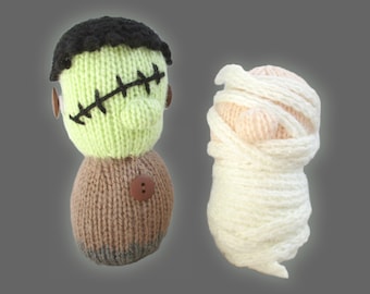 Frankenstein and Mummy toy doll knitting patterns