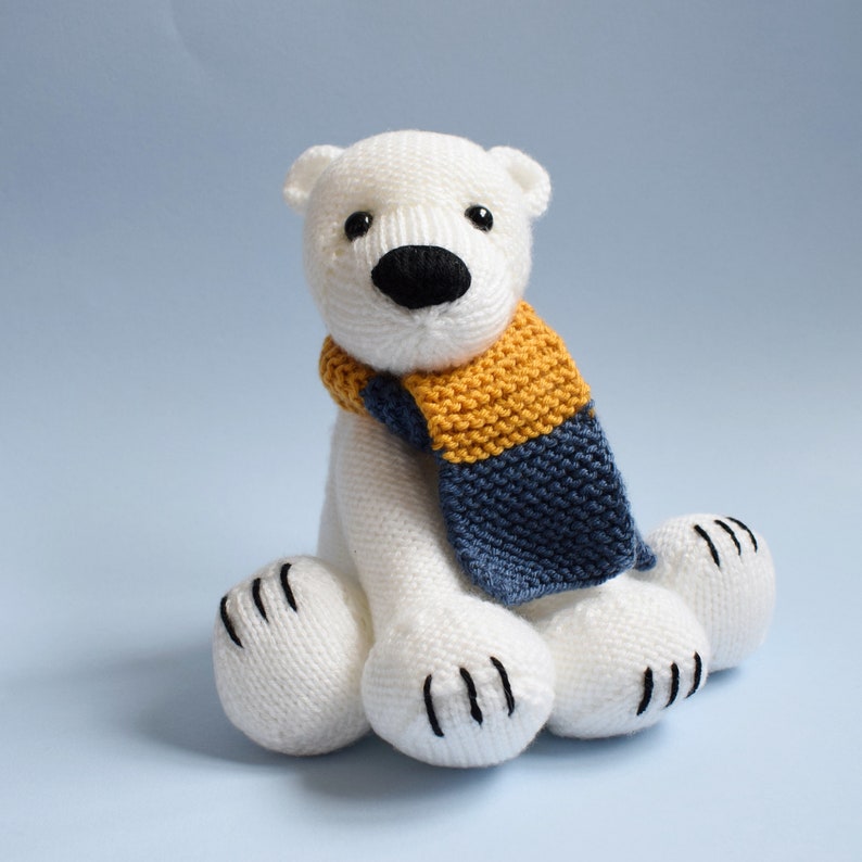 Polar Bear and scarf toy knitting pattern image 1