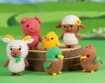 Barnyard Buddies Knitting Pattern PDF Set of Farmyard Toys