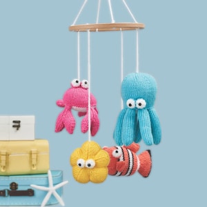 Stickmönster för spjälsängsmobil till havsdjur i PDF-format. Sea Babies