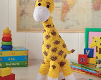 Tall Stories Giraffe Knitting Pattern - Knitted Toy with Embroidered Spots - PDF download